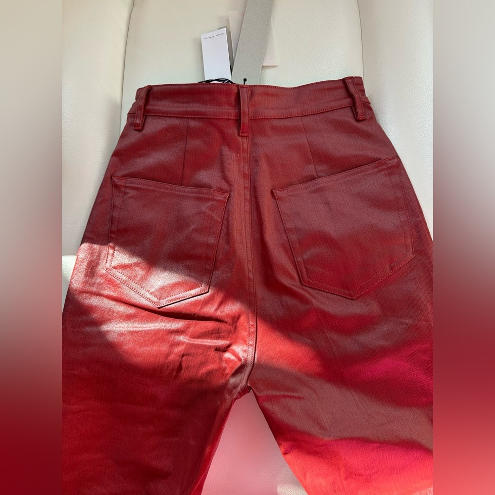 NWT Rick Owens Bolan High-rise coated Denim Jeans Cardinal Red Size 25 Burgundy - Picture 6 of 11